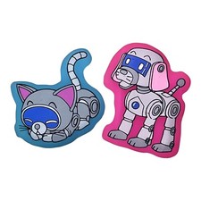 Pair Blue Pink ROBOT Animal CAT DOG Erasers Rubbers Stationary