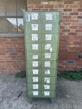 Mid Century Industrial Pigeon Hole Bank Locker Vintage Retro Green Metal Cabinet