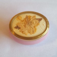 Vintage Pink Trinket Pot Decorated In The Lid With Real Pressed Flowers