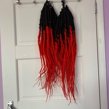 Gothic black and red dreadlocks synthetic hair extensions