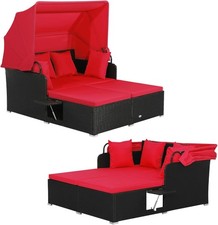 2 Seater Rattan Sunbed with