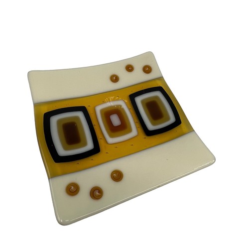 Fused glass decorative square - fused,