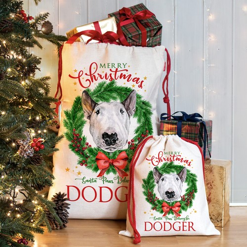 Bull terrier christmas sack - terrier,