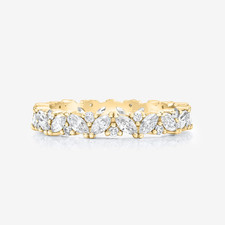 Diamond Women Eternity Band Lab Grown Marquise 1.5 Carat 18k Yellow Gold 3.4 MM