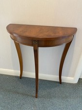 Bevan Funnell Reprodux Three Legged Yew Half Circular Lamp/Console Table