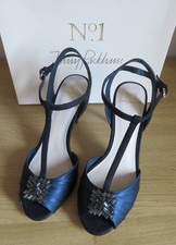 Jenny Packham Phillipa Jewelled High Heeled Shoes - Size 6 - Navy Satin