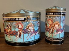 Two Fortnum and Mason Merry Go Round Musical Empty Biscuit Tins 