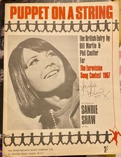Sandie Shaw Hand Signed Vintage Sheet Music PUPPET ON A STRING Autograph