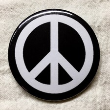 CND Ban The Bomb Badge or Sticker Black - 5 Sizes 25mm to 77mm Pin Peace Sign