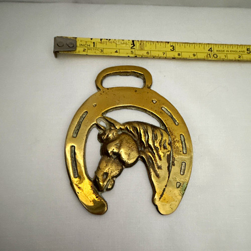 Vintage cast horse brass - brass,