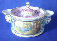Antique Derby Porcelain Antique Inkwell 19th Century English Porcelain