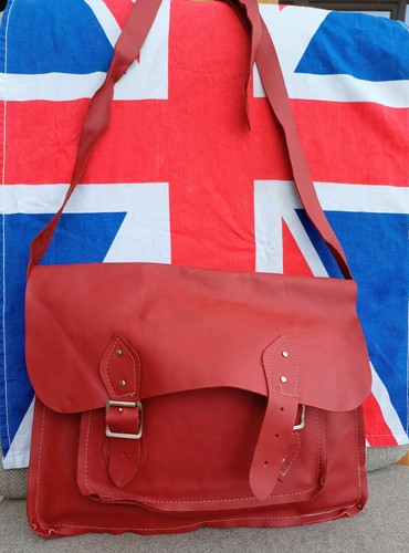 Red soft real leather - red, school