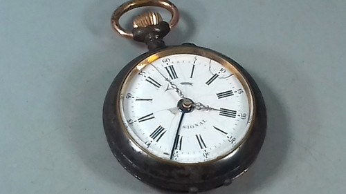 Antique gun metal pocket watch - gun,