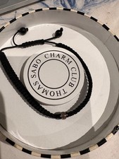 Thomas sabo silver Logo Woven Black Bracelet  Charm Carrier For Charms  unworn