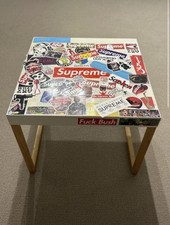 Bedside table Coffee table Covered With Supreme Stickers. Around 65cm Tall