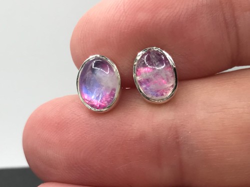 Pink rainbow moonstone oval