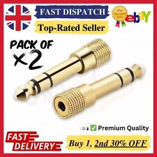 Small to Big Headphone Adapter Converter Plug 3.5mm to 6.35mm Jack Audio Gold