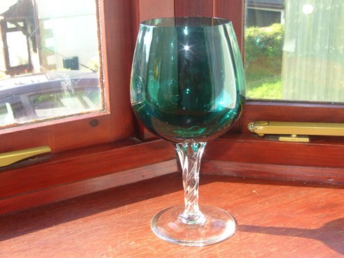 Vintage green glass vase - glass,