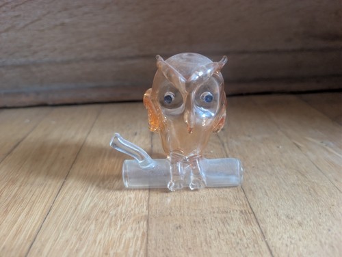 Handmade amber glass owl green - handmade,
