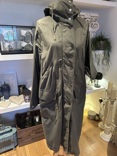 Green long hooded - long, parka