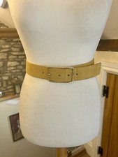 Hobbs Suede Leather Buckle Belt Mustard Yellow Size Small 