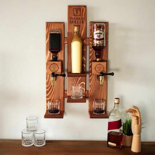 Wooden wall mounted whiskey - wooden,