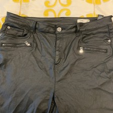 Marks and Spencer Waxed cotton stretchy leather look skinny trousers 20R.Comfy