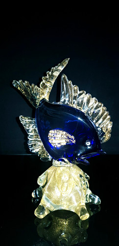 Mid century murano glass blue - glass,