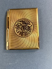 Vintage Stratton Compact Notebook and Pencil - Gold Tone
