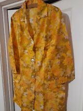 Ladies Overall New OS Yellow/Brown Floral noisy nylon Pinny Overall New vintage 