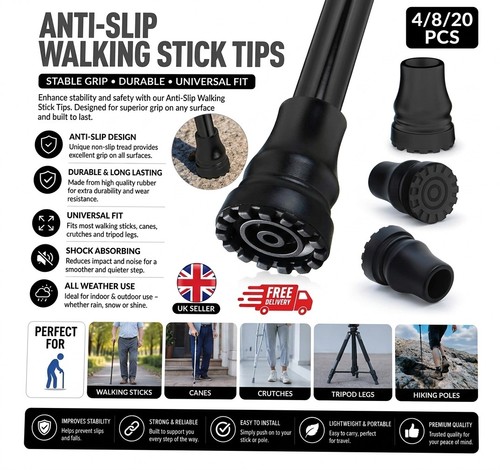 Rubber walking stick ferrules - rubber,