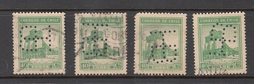 Chile perfinned stamps h b - chile:, b"