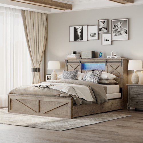 Farmhouse bed frame queen size - farmhouse,
