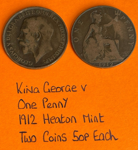 King george one penny - king, coin
