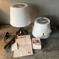 IKEA Lampan Table Lamp White Grey Base Desk Lamp Bedside Light GreyCord New X2