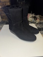 L.K. Bennett Black Suede Leather tie Up Fur Boots Size 7 Brand New