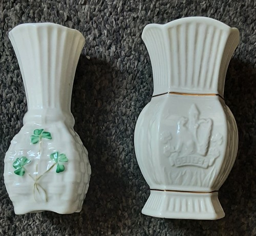 Belleek china vases both 4 - both,