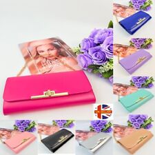 Ladies Plain Small Clutch Bag Evening Wedding Plain Bridal Party Turn Lock Chain