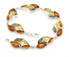 NATURAL BALTIC AMBER STERLING SILVER 925 JEWELLERY Gemstone BRACELET Certified
