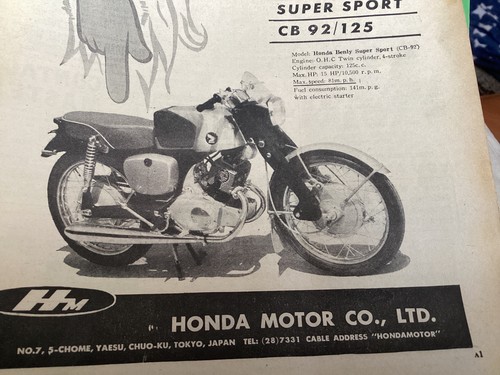 Honda cb92 super sport 1959 - cb92,