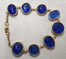 Roman Blue Intaglio Glass Gold