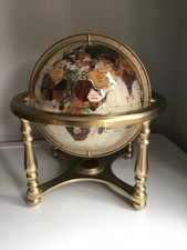 Osborne & Allen 220mm Mother of Pearl globe. 4 leg brass/pewter stand W compass