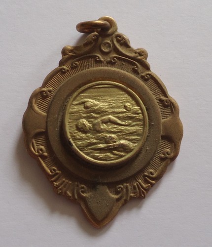 Vintage swimming medal fob - swimming,