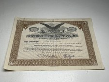 Vintage (1932) Precision Instrument Co., Inc. Share Certificate 1660 Shares