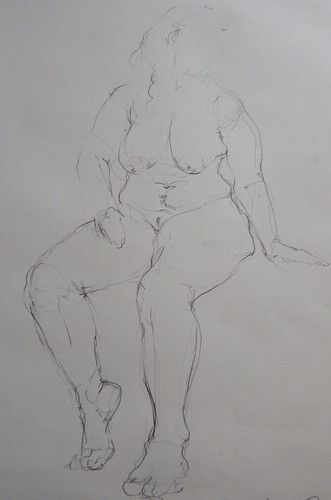 Pencil drawing female nude - drawing,