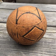 Old Vintage Carved & Inked Gourd - Geometric Design