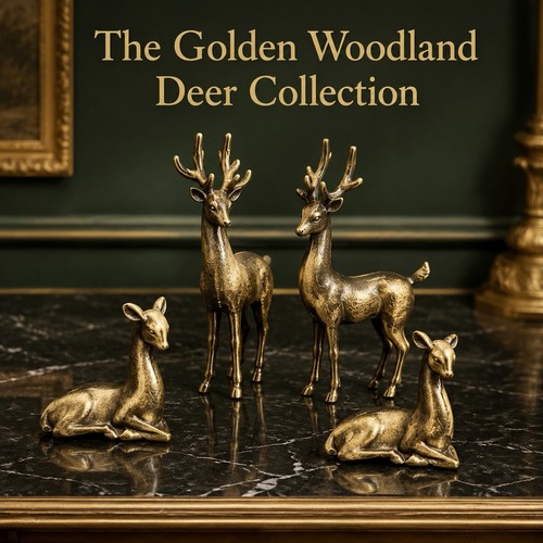 Set antique gold deer - antique,