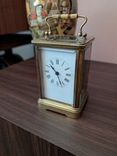 Pretty Little Vintage Brass Carriage Clock with Key And Works Perfectly