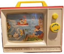 Fisher Price Vintage 1964 TV Music Box Plays London Bridge Row,Row,Row VGC.