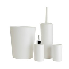 4 Piece Bathroom Set White Bin